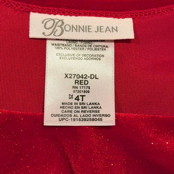 Bonnie Jean Toddler Girls Velvet Present Bow Santa Dress 4T Preowned Christmas - Picture 7 of 8